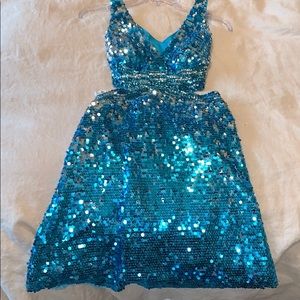 Blue and Silver Sequin Formal Dress (short)